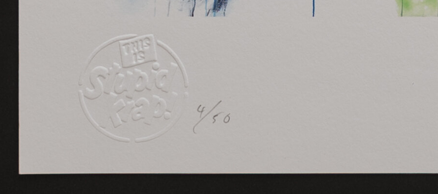 Anthony Lister Locals in The Park stupid krap embossed stamp