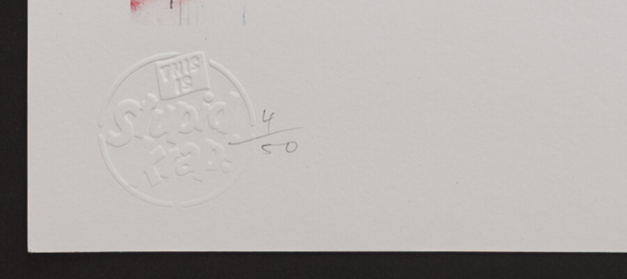 anthony lister woman in the valley stupid krap embossed stamp
