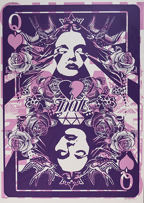 buy-art by artist named copyright Queen of broken hearts - pink and purple edition