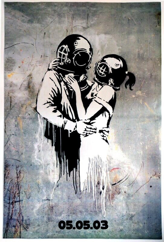Buy Rare oversized UK lithograph poster by Banksy for Brit hop band Blur’s album Think Tank.