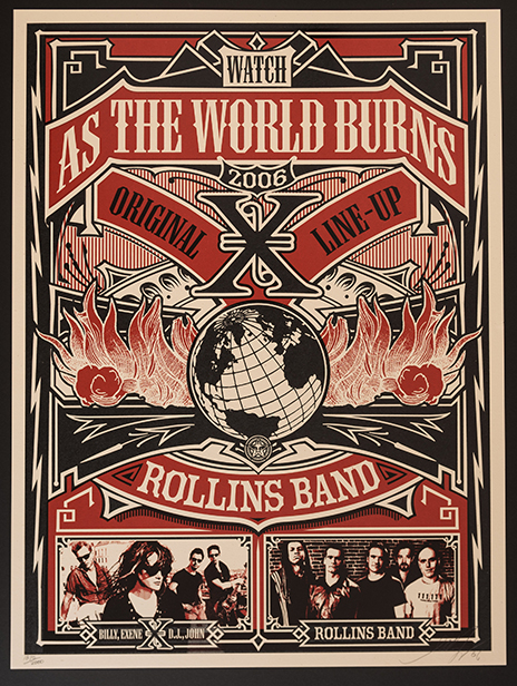 Obey - Watch As The World Burns 2006 original X line up Rollins Band poster