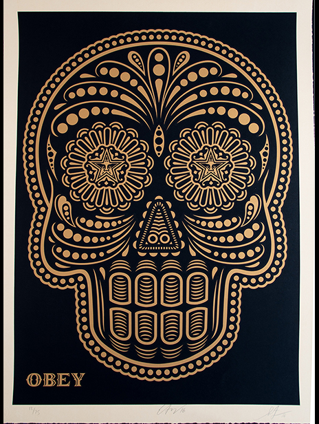Obey - Shepard Fairey - Day of the Dead - Gold Skull - signed limited edition print
