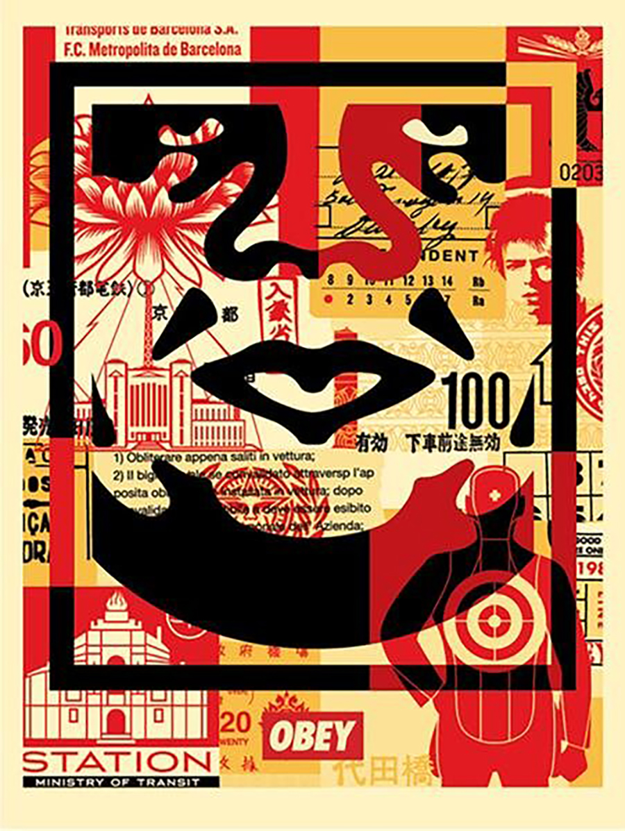 Obey Shepard Fairey 3-Face Collage Signed Offset Lithograph Set - 3 FC metropolita de barcelona