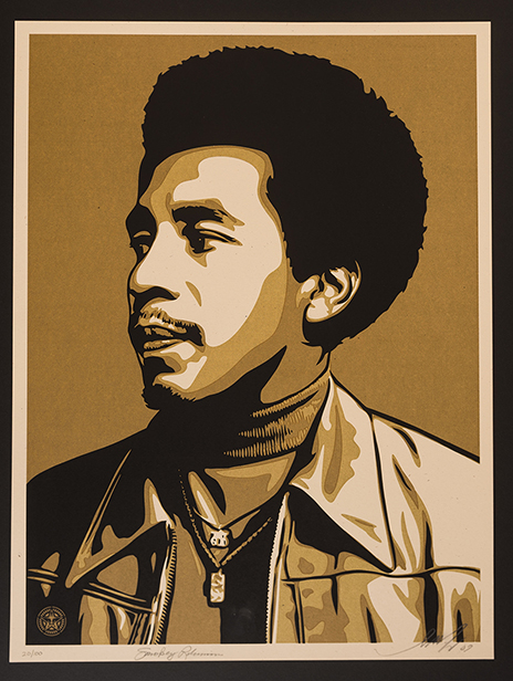 Shepard Fairey OBEY Smokey Robinson Print GOLD Signed and dated by the artist also signed by Smokey Robinson