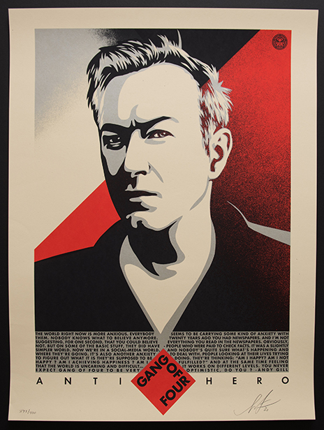 Signed limited edition print of Andy Gill Gang Of Four by Shepard Fairey (Obey)
